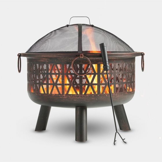 Vatra De Foc / Semineu Exterior Pt Gradina VonHaus Fire Pit 2517026.1, alimentat cu lemn sau carbune, vatrai inclus, Ideal pentru gradina sau terasa