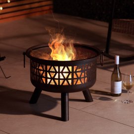 Vatra De Foc / Semineu Exterior pentru Gradina VonHaus Fire Pit 2517026.1, alimentat cu lemn sau carbune, vatrai inclus, Ideal pentru gradina sau terasa