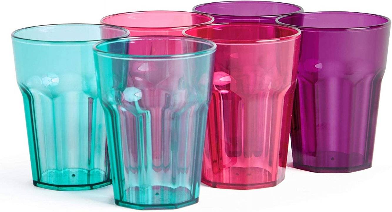 abolish Indirect environment Set 6 pahare din plastic fara BPA VonShef 9000222, stivuibile, capacitate  473ml, diferite culori