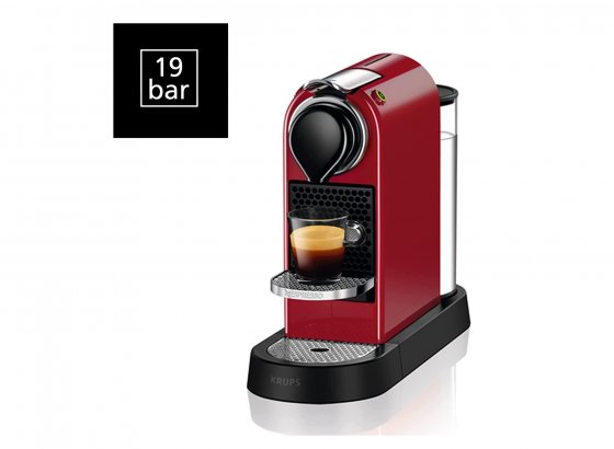 Aparat de cafea Krups Nespresso CitiZ XN741510, Rezervor de apa de 1L, Presiune 19 Bar, putere 1260W, Rosu