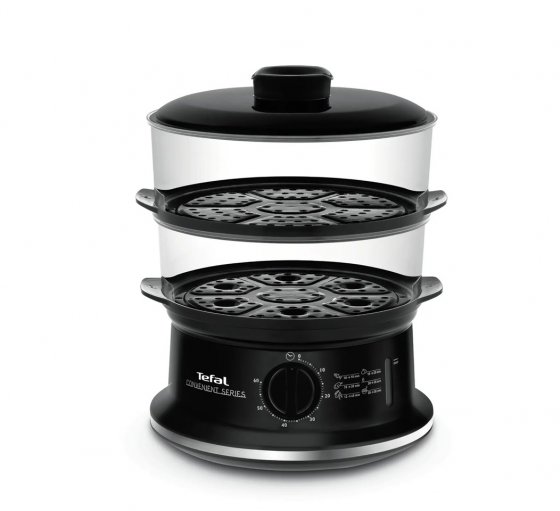 Aparat de Gatit cu Aburi Tefal Convenient Series VC140131, 900W, Timer, oprire automata, depozitare compacta, grile detasabile, Negru