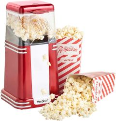 Aparat retro de facut popcorn VonShef 2013261, Putere 1200W, 6 cutii de popcorn incluse