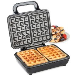 Aparat waffle VonShef Dual Belgian Waffle Maker 2013309, 2 Felii Mari, 1000 W, Control Temperatura Automat