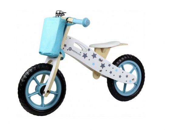 Bicicleta din lemn pentru copii Kinderline WBC726.1 Lightblue, cu cos, sonerie, fara pedale