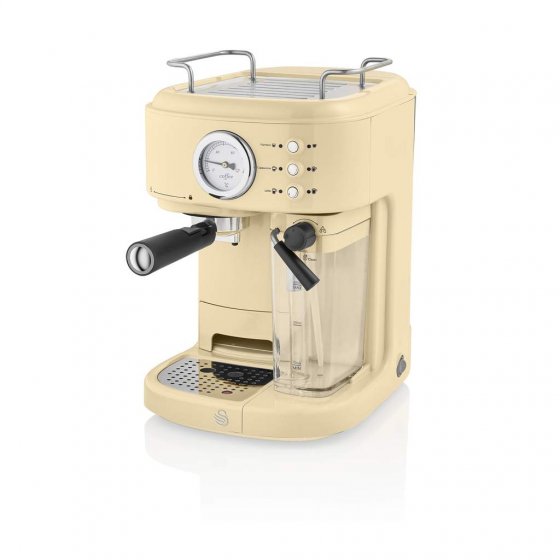 Espressor Retro Swan One Touch SK22150C, 20 Bari, Rezervor pentru lapte, Capacitate 1.7 Litri, Design Retro, Crem
