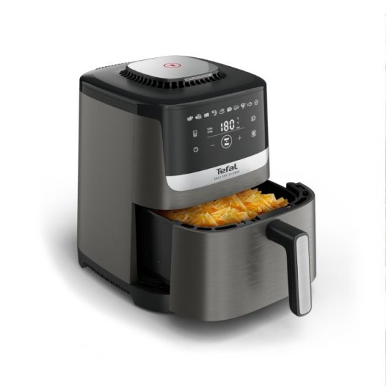 Friteuza cu aer cald Tefal Easy Fry Silence EY551HE0, 1670W, 5L, 10 programe automate, silentioasa, cu maner fix, cronometru, ecran LCD, gri