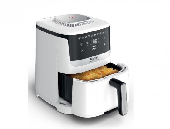 Friteuza cu aer cald Tefal Easy Fry Silence EY5521E0, 1670W, 5L, alb, 10 programe automate, Ecran LCD