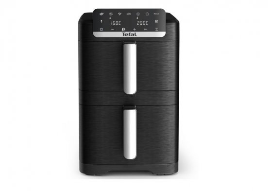 Friteuza dubla cu aer cald Tefal Easy Fry Crispy Stack EY7528E0, 2700 W, 10 L - Air fryer 7 programe, 2 compartimente, display digital, oprire automata 