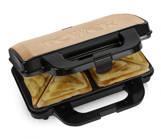 Grill  Sandwich and Waffle Maker 3-in-1 Tower T27020RG, Putere 900W, Placi Antiaderente, Dimensiuni 32.4 x 32.29 x 16 cm