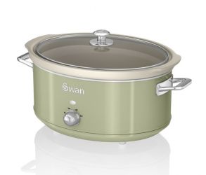 Oala electrica Slow cooker Swan SF17031GN, Retro, Capacitate 6.5 Litri, Vas ceramic, Putere 320W