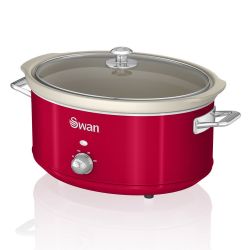 Oala electrica Slow cooker Swan SF17031RN, Retro, Capacitate 6.5 Litri, Vas ceramic, Putere 320W
