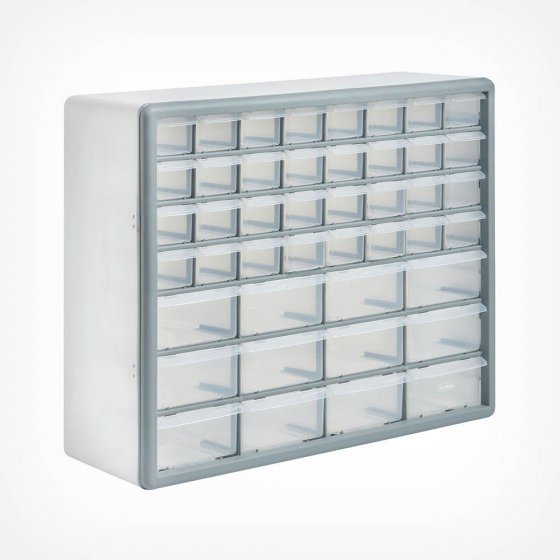 Organizator cu 44 de sertare transparente VonHaus 3515233, culoare alb/gri, fabricat din plastic 