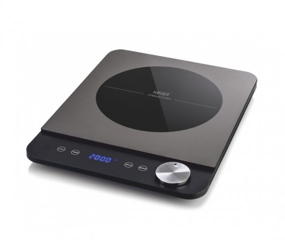 Plita cu Inductie HAEGER SUPER SLIM 2000W, 1 Arzator / Ochi de 21 cm, Neicorporabila / Pe Blat, 10 Setari, Extrem de Subtire, 2.7cm Grosime, Display LED, Sticla, HP-IND.017A