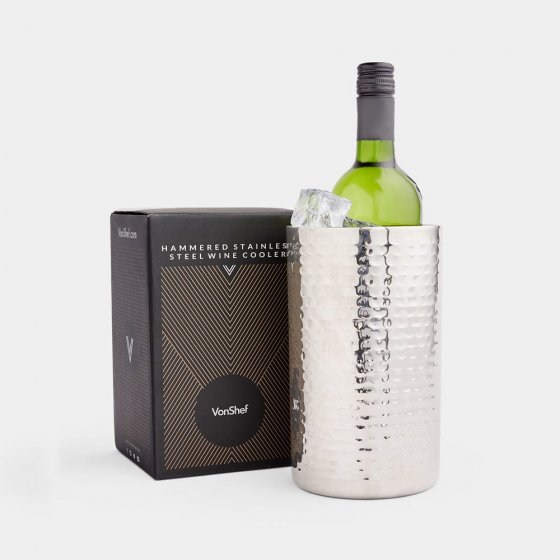 Frapiera de vin din otel inoxidabil VonShef 1000358, cu finisaj lucrat cu ciocanul, capacitate 1.5L, cutie cadou