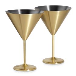 Set 2 Pahare Cocktail VonShef Gold Martini 1000065, Otel Inoxidabil cu Finisaj Auriu, Cutie de Cadou Inclusa