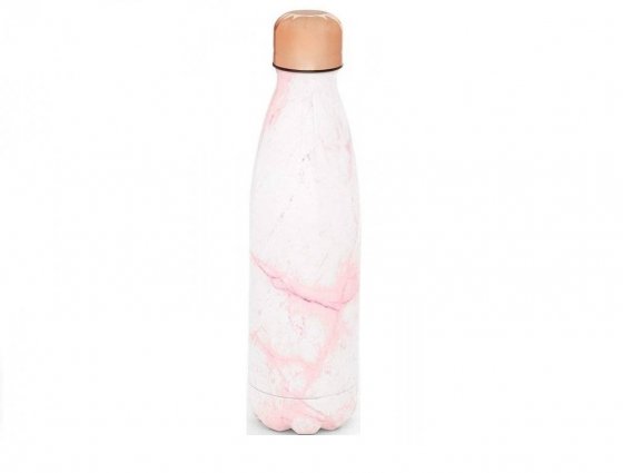 Sticla de apa termos Beautify 1000275, fabricata din otel inoxidabil, capacitate 500 ml, culoare roz marmorat