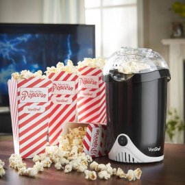 Aparat de facut popcorn, cu aer cald  VonShef 2013036, 4 cutii de popcorn incluse si cupa de masurare