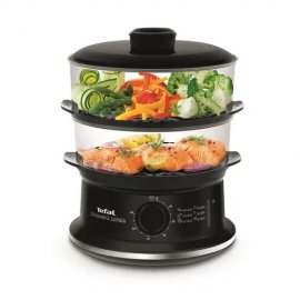 Aparat de gatit cu aburi Tefal VC1401, 900W, Timer, oprire automata, depozitare compacta, grile detasabile, Negru
