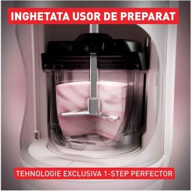 Aparat de inghetata Tefal Dolci IG602AE0, 10 programe, capacitate 3 x 0.46L, recipiente din tritan, tehnologia unica 1-Step Perfector, program curatare automata, program Auto Mix-In, crem