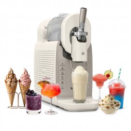 Aparat de inghetata Tefal Freezi IG803AE0, 200 W, 2 L, 5 programe , 16 preparate , Ultra Quiet, pt inghetata soft, slushi, sorbet si cocktailuri, set forme inghetata inclus