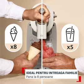 Aparat de inghetata Tefal Freezi IG803AE0, 200 W, 2 L, 5 programe , 16 preparate , Ultra Quiet, pt inghetata soft, slushi, sorbet si cocktailuri, set forme inghetata inclus