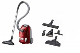 Aspirator cu sac AEG VX4-1-WR-A, Putere 750W, Capacitate 3L, Duza de podea DustPro Combi , Perie rotativa, Perie parchet