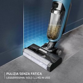   Aspirator cu spalare Rowenta X-Clean 2 GZ2271E0, 120W, 440 RPM, pana la 35 min autonomie, ecran LED, 2 role, panou de control, albastru & negru