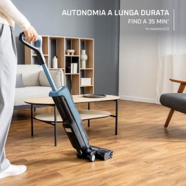   Aspirator cu spalare Rowenta X-Clean 2 GZ2271E0, 120W, 440 RPM, pana la 35 min autonomie, ecran LED, 2 role, panou de control, albastru & negru