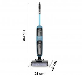   Aspirator cu spalare Rowenta X-Clean 2 GZ2271E0, 120W, 440 RPM, pana la 35 min autonomie, ecran LED, 2 role, panou de control, albastru & negru