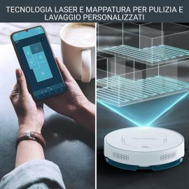 Aspirator robot Rowenta X-Plorer S130 AI RR9067WH, 8 cm grosime, cartografiere permanenta, Tehnologia Smart Exploration, 120 min, Alb