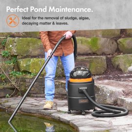 Aspirator umed-uscat pentru gradina Vonhaus 3500364, putere 1400W, aspiratie 17Kpa, rezervor 30L, accesorii incluse, furtun de 4 m