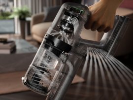 Aspirator vertical Electrolux Seria 600 AP61CB21WS, 21,6V, 2500 mAh, recipient praf 0,5l, tub inox, perie PowerPro multisuprafete cu LED, tehnologie ciclonica, autonomie max 50 minute