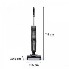 Aspirator vertical fara fir cu aspirare umeda & uscata Rowenta X-Clean 4 GZ5037WO, 200W, 425 RPM, pana la 50 min autonomie, ecran LED, functie autocuratare, gri & negru
