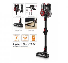 Aspirator Vertical Fara Fir HAEGER JUPITER II, Acumulator 22.2V, Tub Flexibil, Autonomie pana la 40 min, Capacitate 600ml, Silentios, Filtrare Ciclonica HEPA, Perie Electrica cu LED