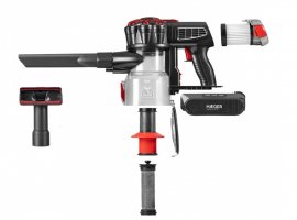 Aspirator Vertical Fara Fir HAEGER JUPITER II, Acumulator 22.2V, Tub Flexibil, Autonomie pana la 40 min, Capacitate 600ml, Silentios, Filtrare Ciclonica HEPA, Perie Electrica cu LED