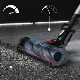 Aspirator vertical Rowenta X-Force Flex 12.60 RH98A7WO, 320W, 25.2V, capacitate praf 0.9L, autonomie 45 minute, perie animal turbo, gri & rosu