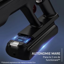 Aspirator vertical Rowenta X-Force Flex 16.60 Aqua RH9CD9E0, Autonomie 120 min, tehnologie flex, display control, accesorii animal care, statie incarcare, recipient praf 0.65L, perie cu LED,