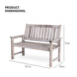 Banca de exterior cu 2 locuri VonHaus 2500226, din lemn de esenta tare, greutate maxima 180kg, maro