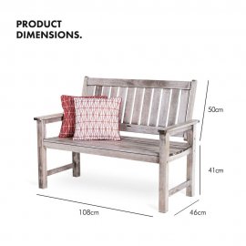 Banca de exterior cu 2 locuri VonHaus 2500226, din lemn de esenta tare, greutate maxima 180kg, maro