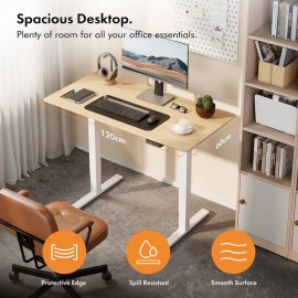 Birou Electric Reglabil pe Inaltime VonHaus 3000849, Dimensiuni 120x60cm, Extrem de Rezistent, Porturi USB, Otel, MDF PB si Plastic, Finisaj Artar