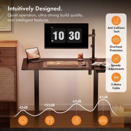 Birou Electric Reglabil pe Inaltime VonHaus 3000850, Dimensiuni 120x60cm, Extrem de Rezistent, Porturi USB, Otel, MDF PB si Plastic, Finisaj Negru