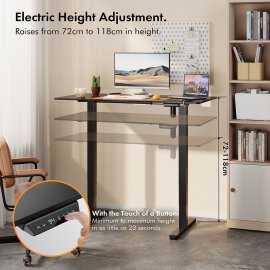 Birou Electric Reglabil pe Inaltime VonHaus 3000850, Dimensiuni 120x60cm, Extrem de Rezistent, Porturi USB, Otel, MDF PB si Plastic, Finisaj Negru
