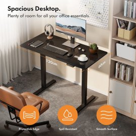 Birou Electric Reglabil pe Inaltime VonHaus 3000850, Dimensiuni 120x60cm, Extrem de Rezistent, Porturi USB, Otel, MDF PB si Plastic, Finisaj Negru