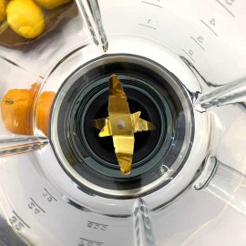 Blender cu Vas din Sticla HAEGER Titanium ULTRA 1200W, Lame din Titan, Capacitate 1.75 Litri, Extrem de Puternic Inclusiv pt Zdrobire Gheata si Nuci, Material Sticla si Inox, LQ-120.006A