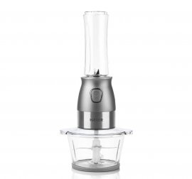 Blender HAEGER Perfect Combo 2 in 1 Blender and Chopper, Putere 500W, Bol Sticla 2 Litri, Recipient Sport cu Capac 600ml Fara BPA, LQ-2E1.009A