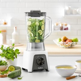 Blender Tefal Blendeo+ BL2C0130, 450W, 1.25L, 2 viteze, functie Pulse, maruntire gheata, 4 lame detasabile, alb