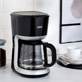 Cafetiera cu filtru Aeg KF3300 , Capacitate 1.5L, 12 cesti, putere 1100W, alimentare cafea macinata, recipient din sticla negru