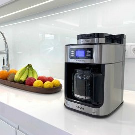 Cafetiera cu Rasnita Integrata HAEGER Perfect Drip, Putere 1050 W, Volum 1.25 l, 10 Cesti, Capacitate Rasnita 60g, Afisaj LCD, Timer, Sistem Anti Picurare, CM-10B.010A
