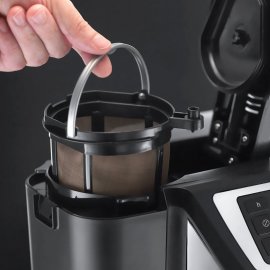 Cafetiera cu rasnita integrata Russell Hobbs 22000, 1025 W, 1.25 l, 12 cesti, Negru/Argintiu