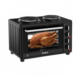 Cuptor electric Tefal Optimo OF463830, Capacitate 32 L, 2 plite, 5 moduri de gatire, termostat ajustabil, tava copt, 1600W negru